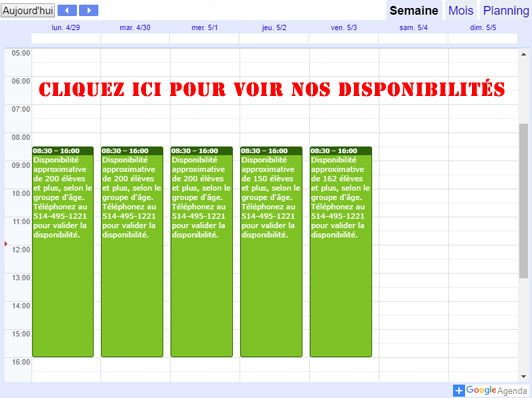 Sortie scolaire disponibilt�